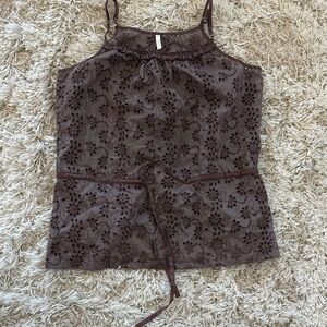 7 For All Mankind Chocolate Eyelet Lace Camisole